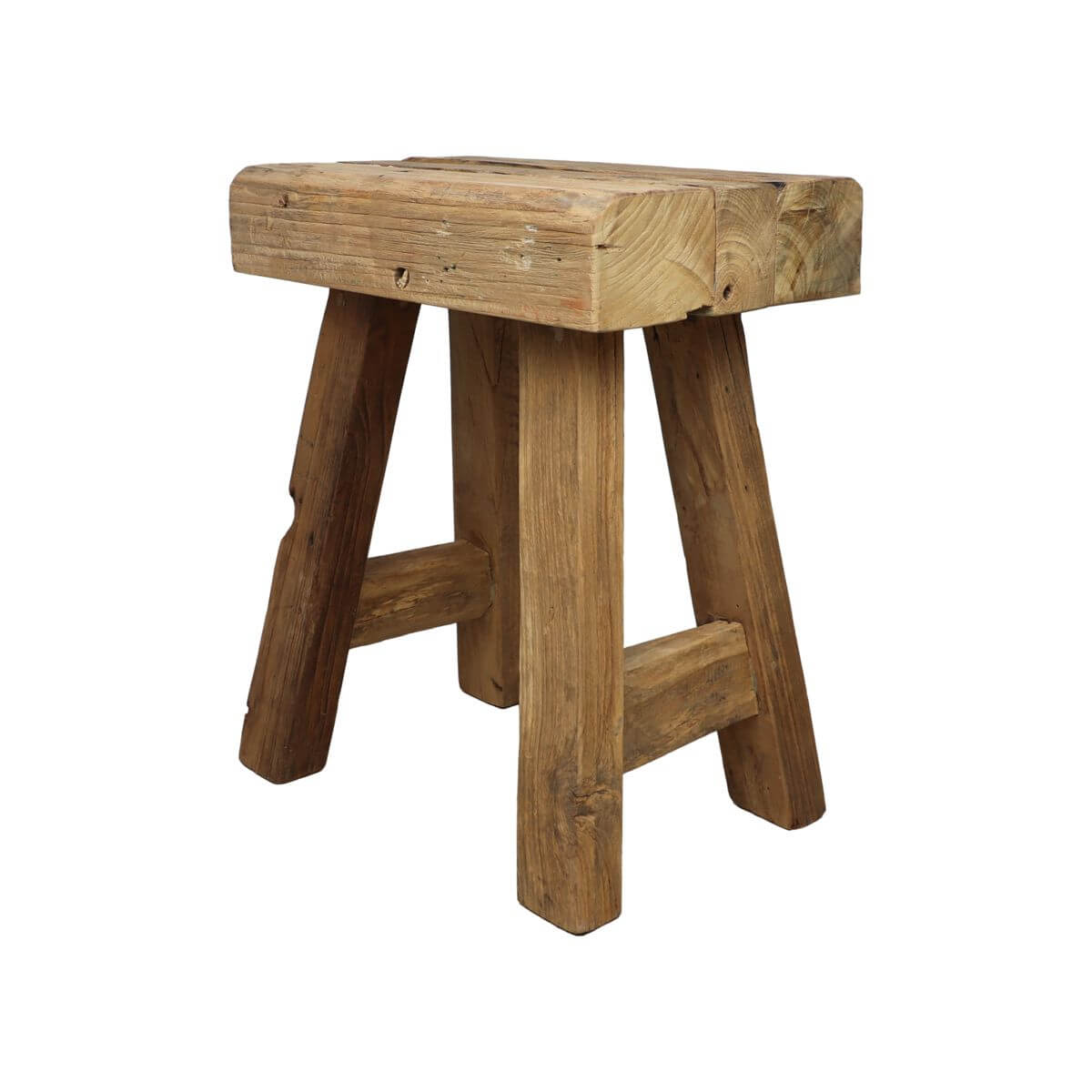 Massief teak kruk Napels 40 cm, veelzijdige zitoplossing voor interieur met tijdloos design.