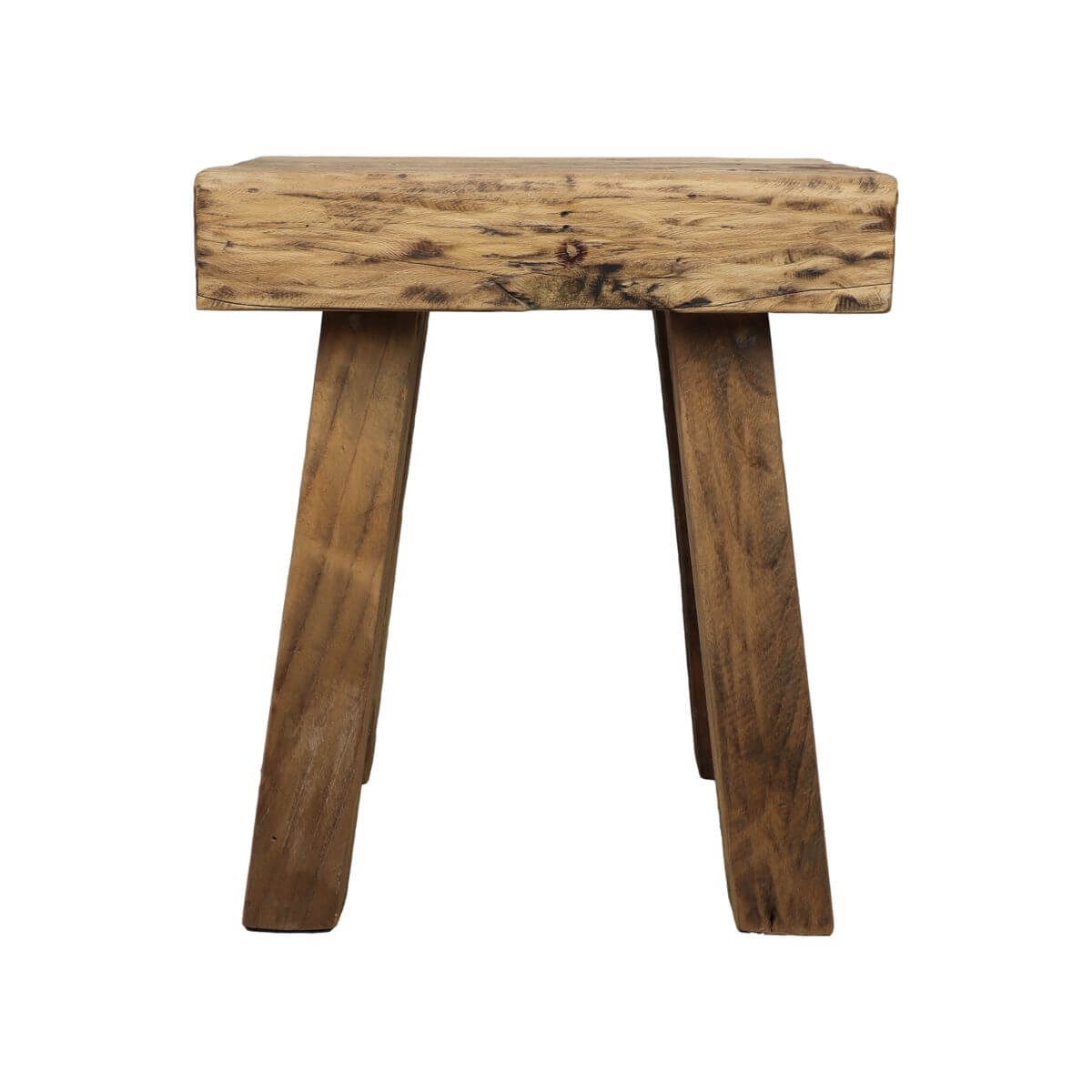 Massieve teak kruk Napels, 40 cm hoog, ideaal voor woonkamer of slaapkamer. Tijdloos design.