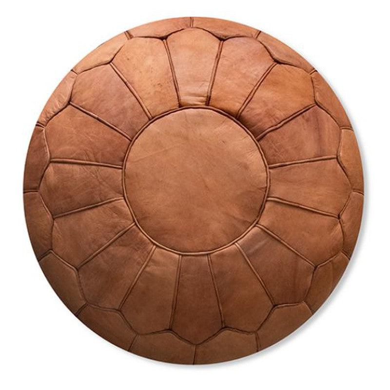 Leren poef - cognacbruin (XL) - gevuld geleverd-poef van leer-Poufs & Pillows-Ik Hout ervan.