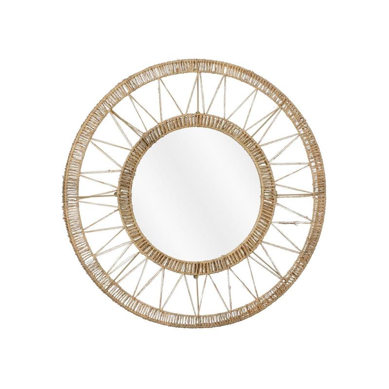 Ludy Wandspiegel - H5 x Ø60 cm - Jute - Lichtbruin-Ronde spiegels-Mica Decorations-Ik Hout ervan.