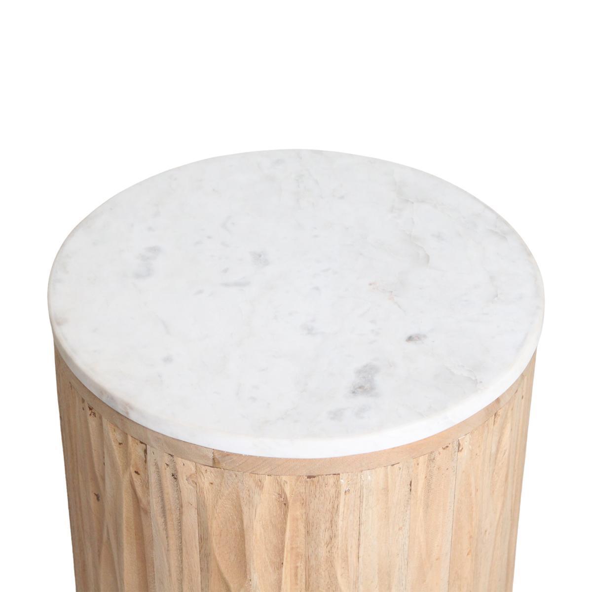 Malakka bijzettafel marmer wit - 40x40x50 cm-Raw Materials-Ik Hout ervan.