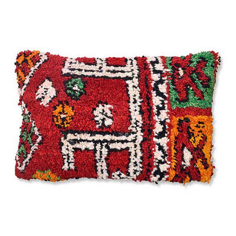 Marokkaans kussen - handgemaakt vintage Berberkleed, kleurrijk patroon, unieke woondecoratie, eyecatcher voor woon- of slaapkamer.