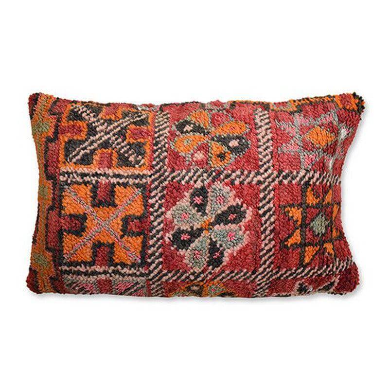Marokkaans kussen P705 met kleurrijk Berber ontwerp, uniek handgemaakt decoratief item voor de woon- of slaapkamer.
