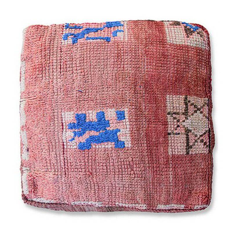 Marokkaans vloerkussen - Handgemaakt vintage Berber kussen voor bohemian sfeer in woon- of slaapkamer, uniek kunstwerk K773.