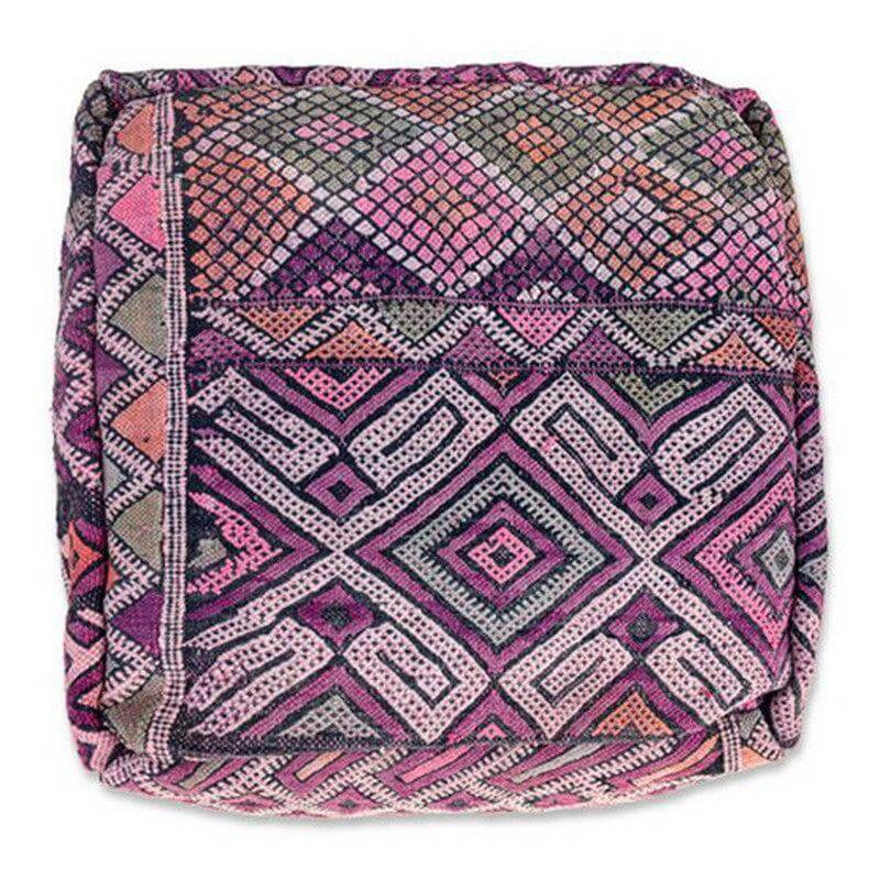 Marokkaans vloerkussen met kleurrijke Berber patronen voor een bohemian uitstraling, handgemaakt en uniek design.