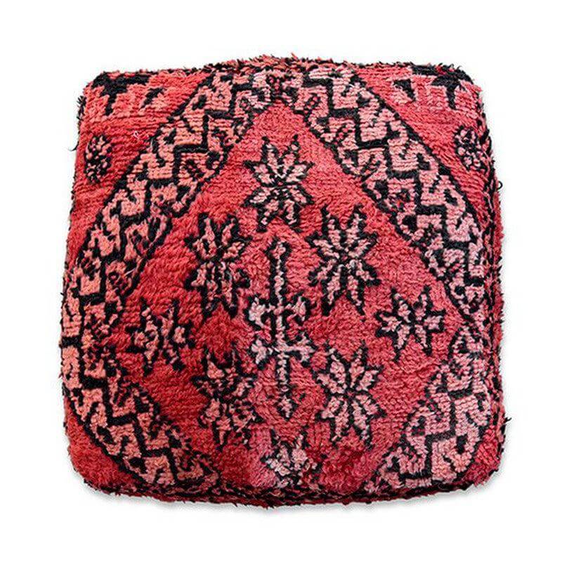 Marokkaans vloerkussen - k455 met kleurrijk bohemian ontwerp, handgemaakt van vintage berberkleed, unieke woondecoratie.