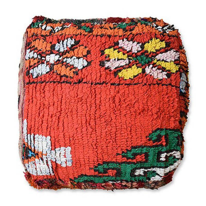Marokkaans vloerkussen - Uniek handgemaakt bohemian kussen van vintage Berberkleed, perfect voor woonkamer of slaapkamer.