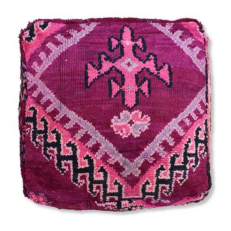 Marokkaans vloerkussen vintage berber stijl, kleurrijk bohemian design, uniek handgemaakt woonaccessoire K1330