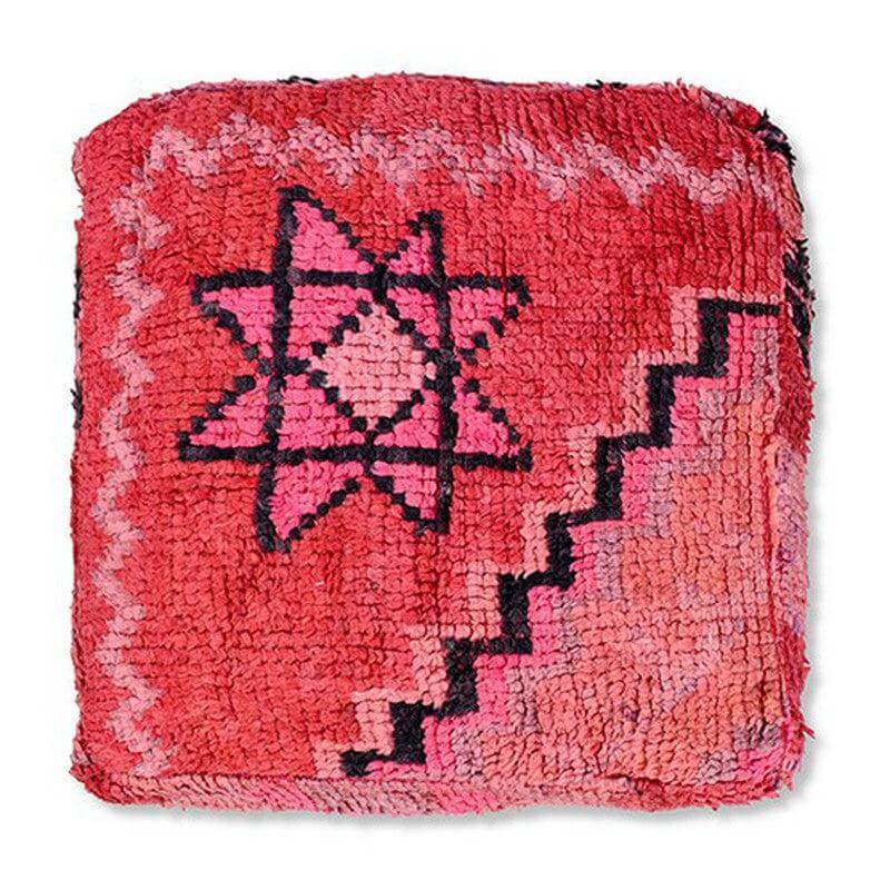 Marokkaans vloerkussen vintage K1346 met kleurrijk patroon, een stukje authentieke Marokkaanse cultuur voor je interieur.