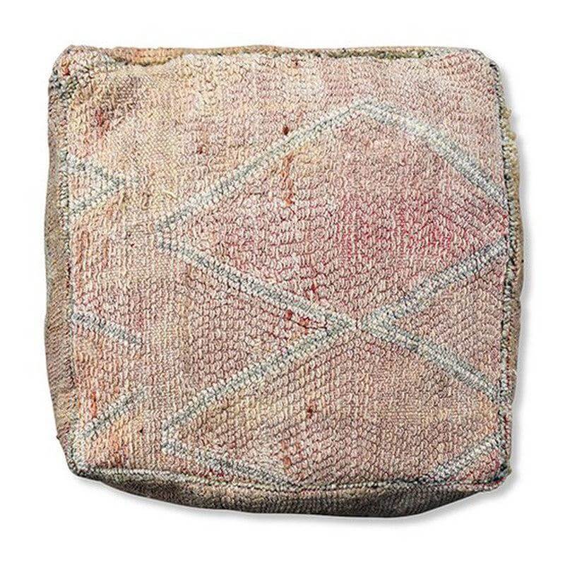 Vintage Marokkaans vloerkussen met unieke Berber patroon, handgemaakt voor een bohemian sfeer in huis. Artikelnummer: K1418.