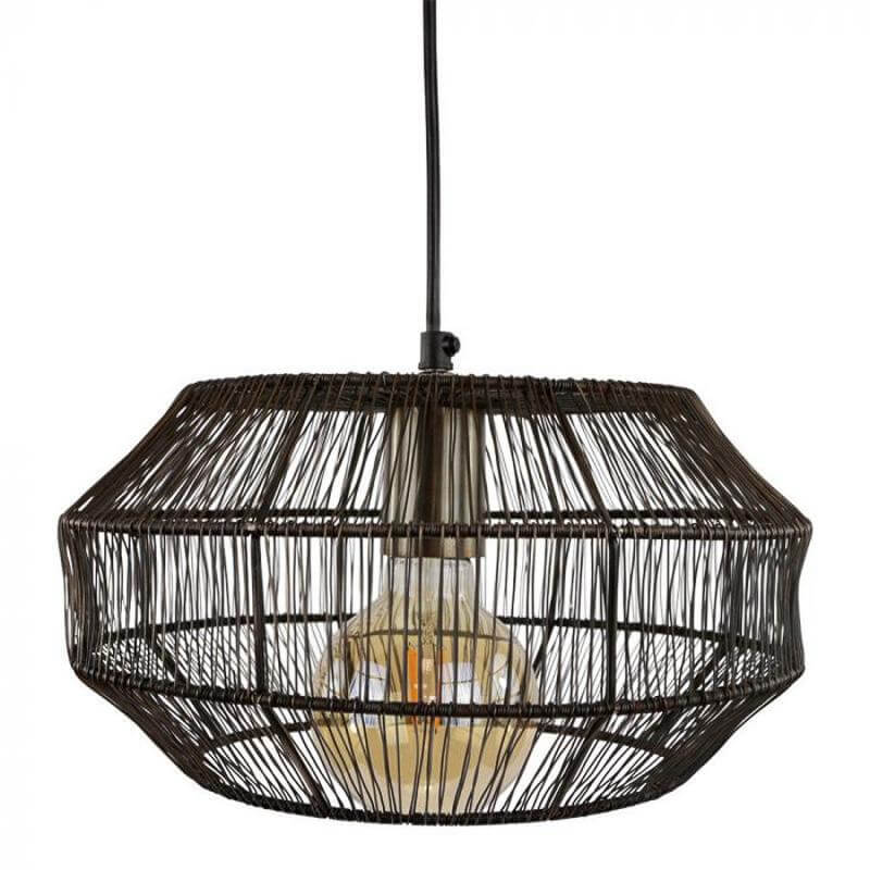 Zwarte metalen hanglamp Salerno, industrieel design, 30x18 cm, perfect voor salon- of woonkamer, compatibel met moderne inrichtingen.