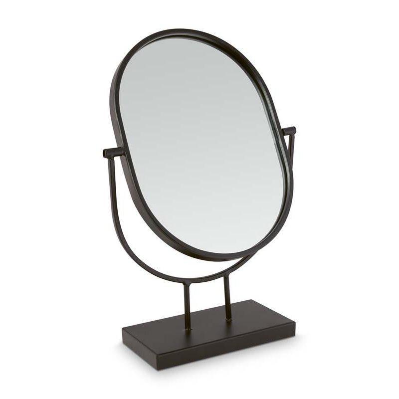Mirror Oval on Stand Black 20.3x31.1x8.5cm-vtwonen-Ik Hout ervan.