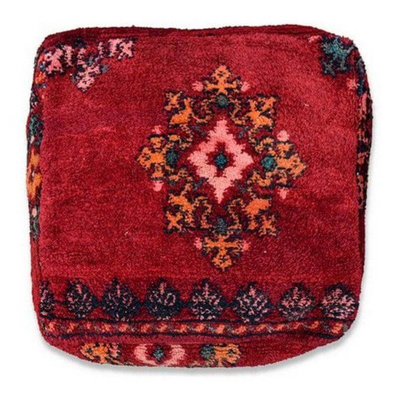 Moroccan vloerkussen - K977 - Unieke, handgemaakte bohemien sfeer decoratie van vintage Berber tapijt, perfect voor elke kamer.