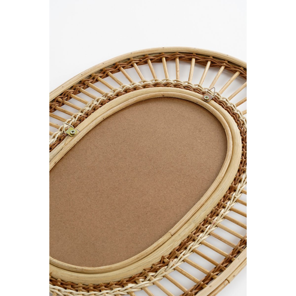 Oval Wandspiegel - L59 x B40 x H3 cm - Rotan - Lichtbruin