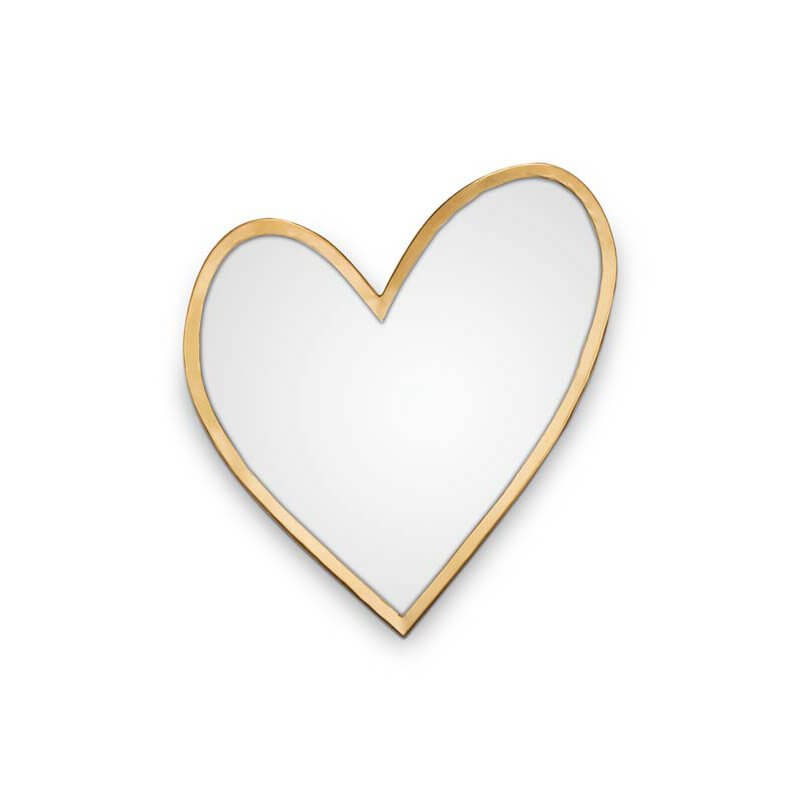 Spiegel Hart Goud 30cm by vtwonen, a heart-shaped metal mirror with a bohemian touch, perfect for Dutch and Belgian interiors.