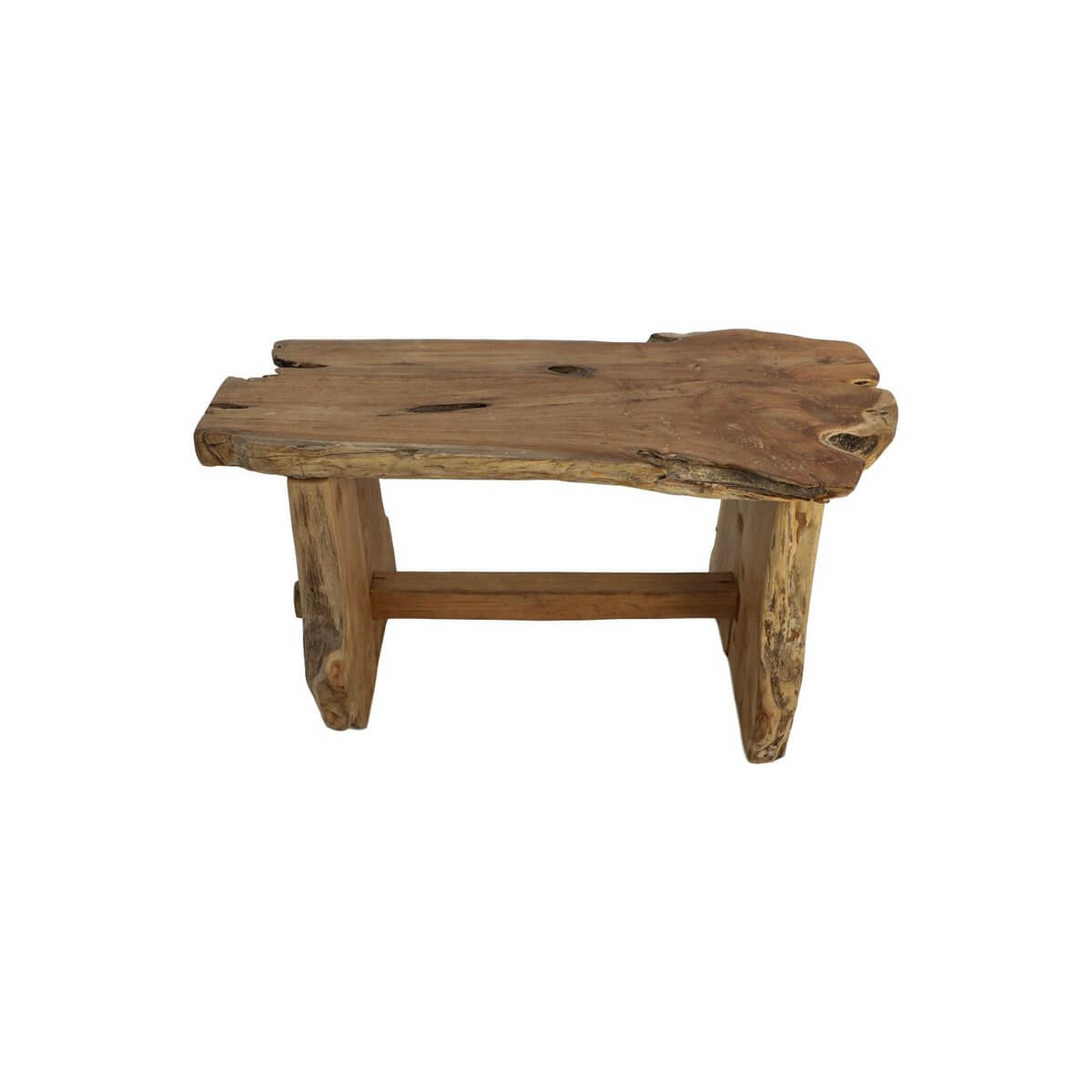 Teakhouten bank 80x40x45cm van HSM Collection met robuuste, natuurlijke uitstraling voor binnen en buiten genieten.