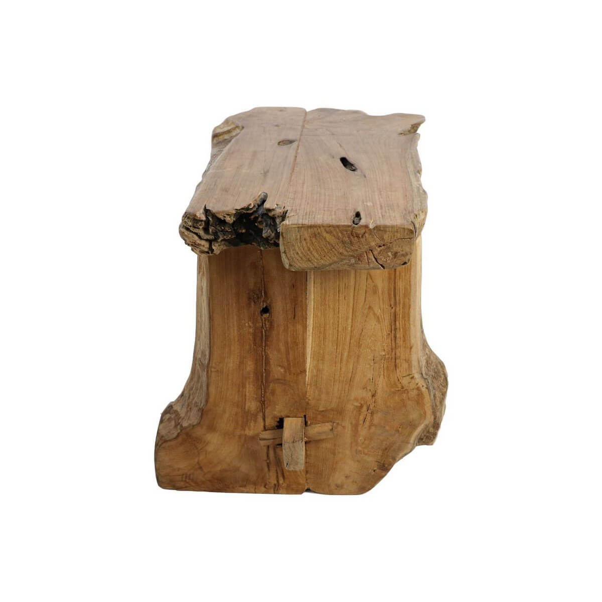 Teakhouten bank, 80x40x45cm, natuurlijk teak, robuuste uitstraling, HSM Collection, ideaal voor binnen en buiten.