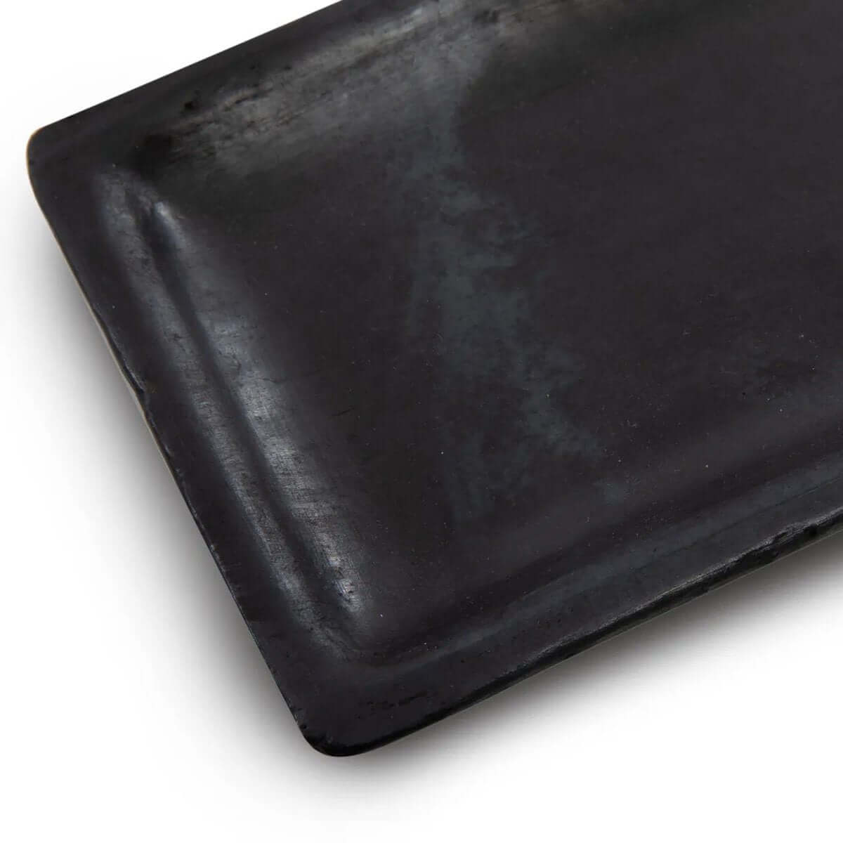 Sleek Bohemian black sushi board by Bazar Bizar, crafted from burned terracotta for stylish serving. Size: 12x2x25cm.