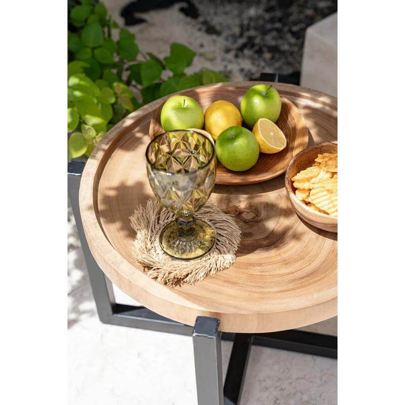 The Fringe Raffia Coaster - Natural-placemat-Bazar Bizar Living-Ik Hout ervan.