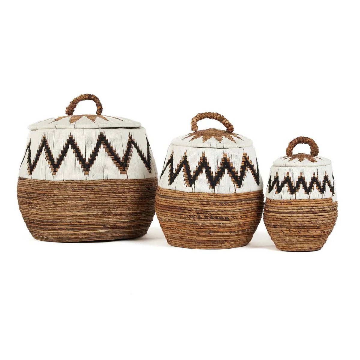 The Little Bay Strandmand - Natuurlijk Wit - M-manden met deksel-Bazar Bizar Living-Ik Hout ervan.