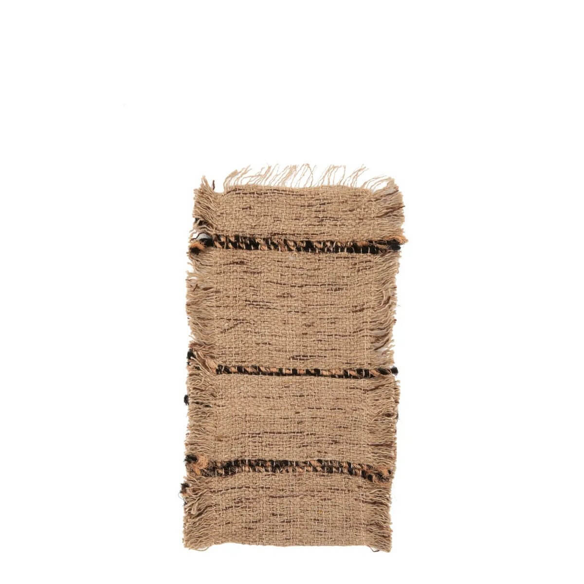 Bohemian beige and black cutlery holder set of four with luxurious fringe design, perfect for adding a chic touch to your dining table.