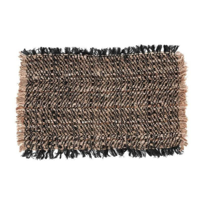 Alt Tag: Luxe zwarte koper placemat met wafelstructuur, set van 4, voor een stijlvolle tafelsetting. Handgemaakt katoenen textiel.