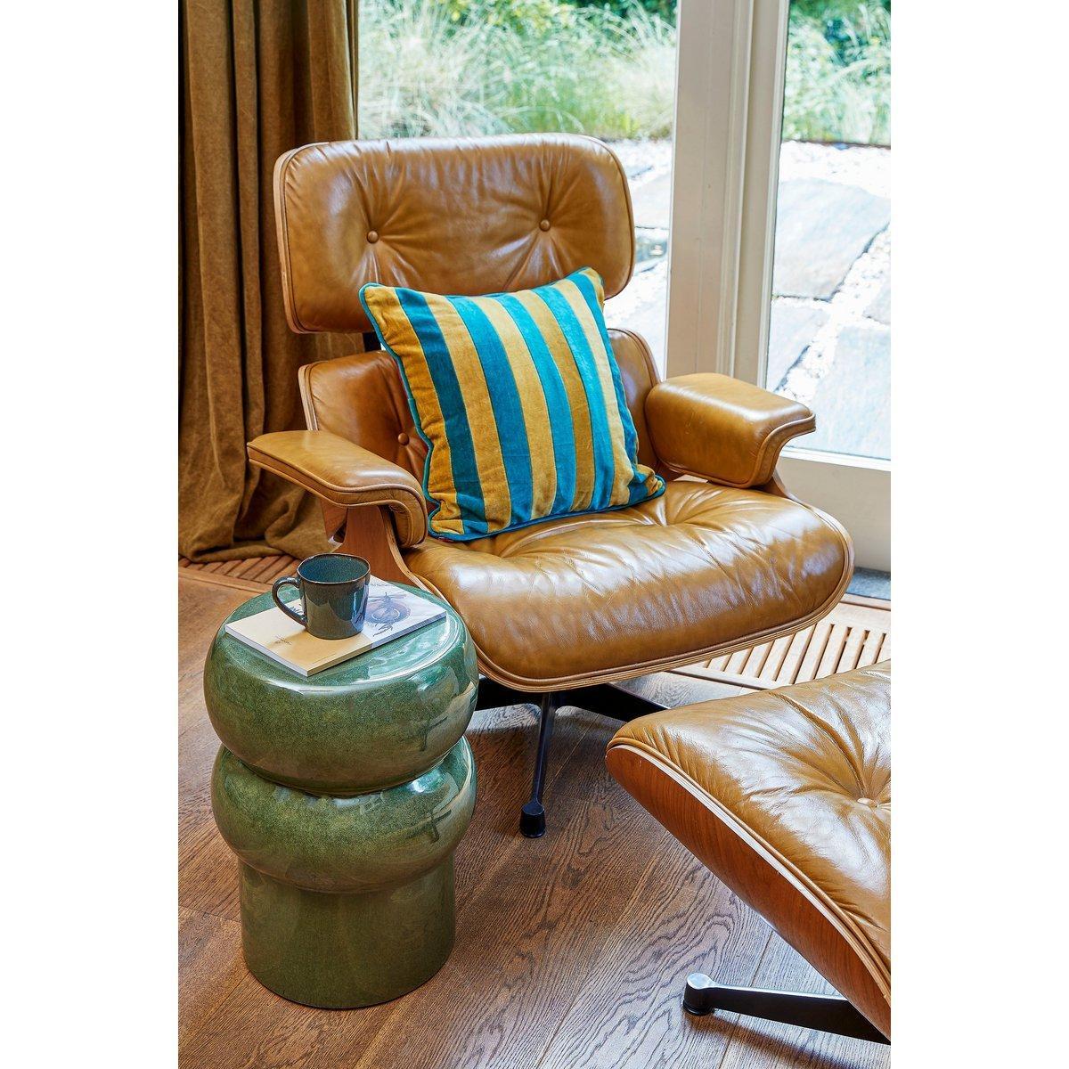 Vendi Bijzettafel - H44 x Ø32 cm - Keramiek - Donkergroen-bijzettafel-Mica Decorations-Ik Hout ervan.