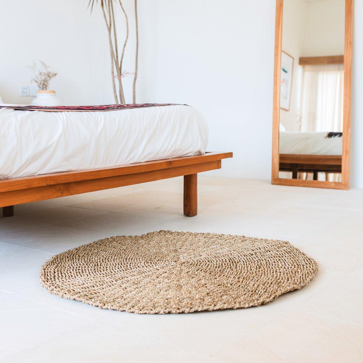 Zeegrasvloerkleed rond 100/120 cm – vloerkleed in bohostijl – rond vloerkleed naturel – handgeweven beige natuurvloerkleed (2 maten) LOKA-ronde vloerkleden-Soeji-Ik Hout ervan.