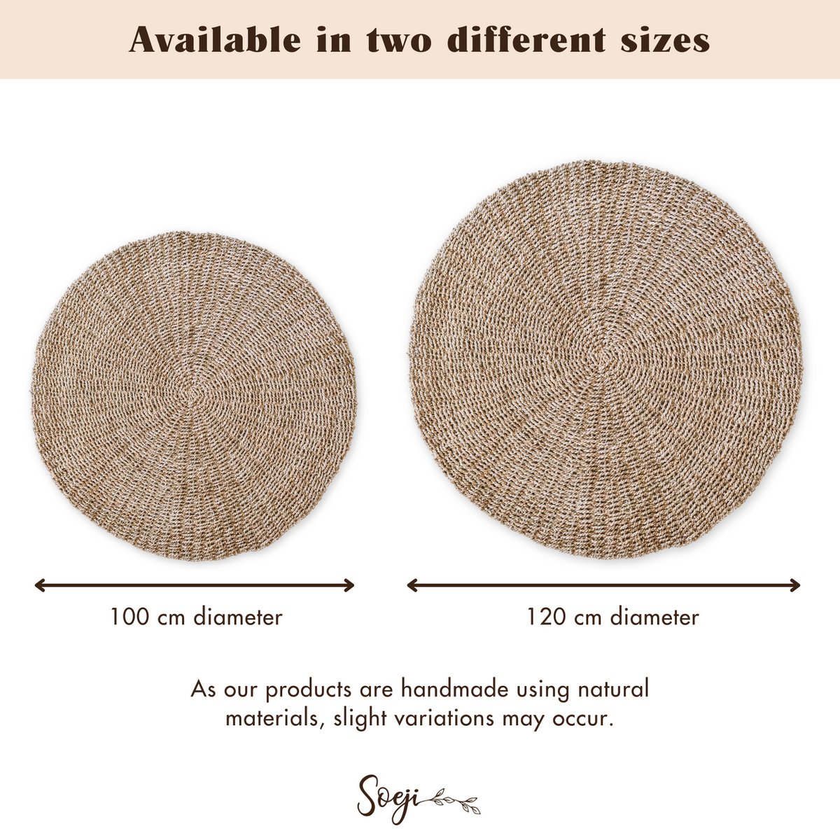 Zeegrasvloerkleed rond 100/120 cm – vloerkleed in bohostijl – rond vloerkleed naturel – handgeweven beige natuurvloerkleed (2 maten) LOKA-ronde vloerkleden-Soeji-Ik Hout ervan.