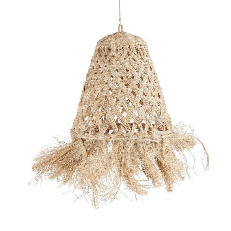 Handgemaakte Abaca Jelly Fish Hanglamp - natuurlijke kleur, duurzame grasmaterialen, perfect voor kustcharmante verlichting.