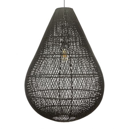 Druppelvormige rotan hanglamp zwart ♥