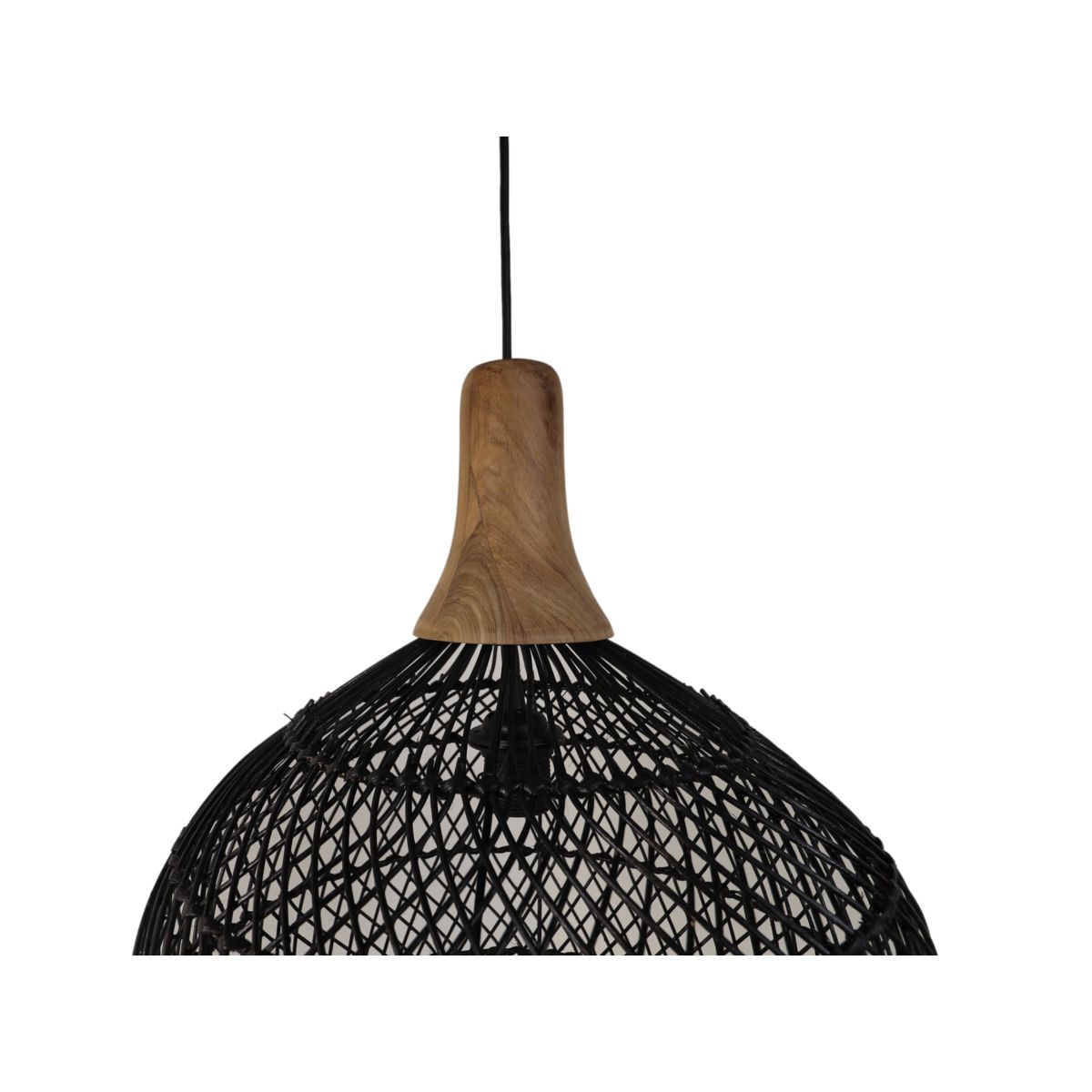 Hanglamp Rotan - 43x43x46 - Zwart/Natural - Rotan/teak-Hanglampen-HSM Collection-Ik Hout ervan.