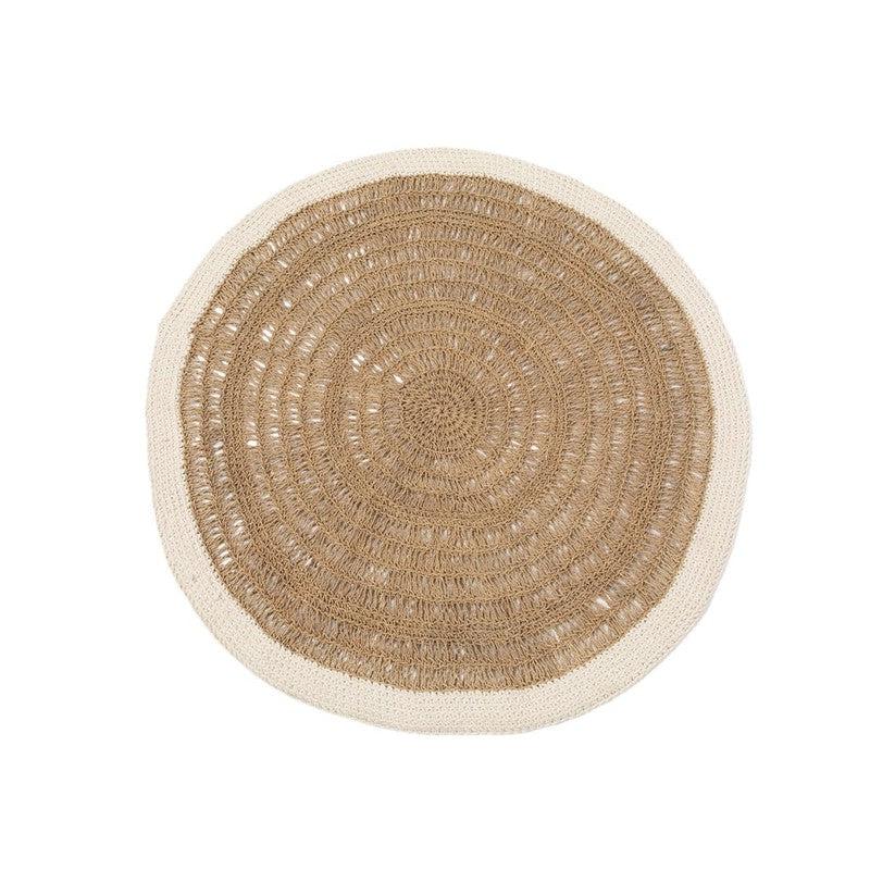 Het Seagrass & Katoen Rond Tapijt - Naturel Wit - 100