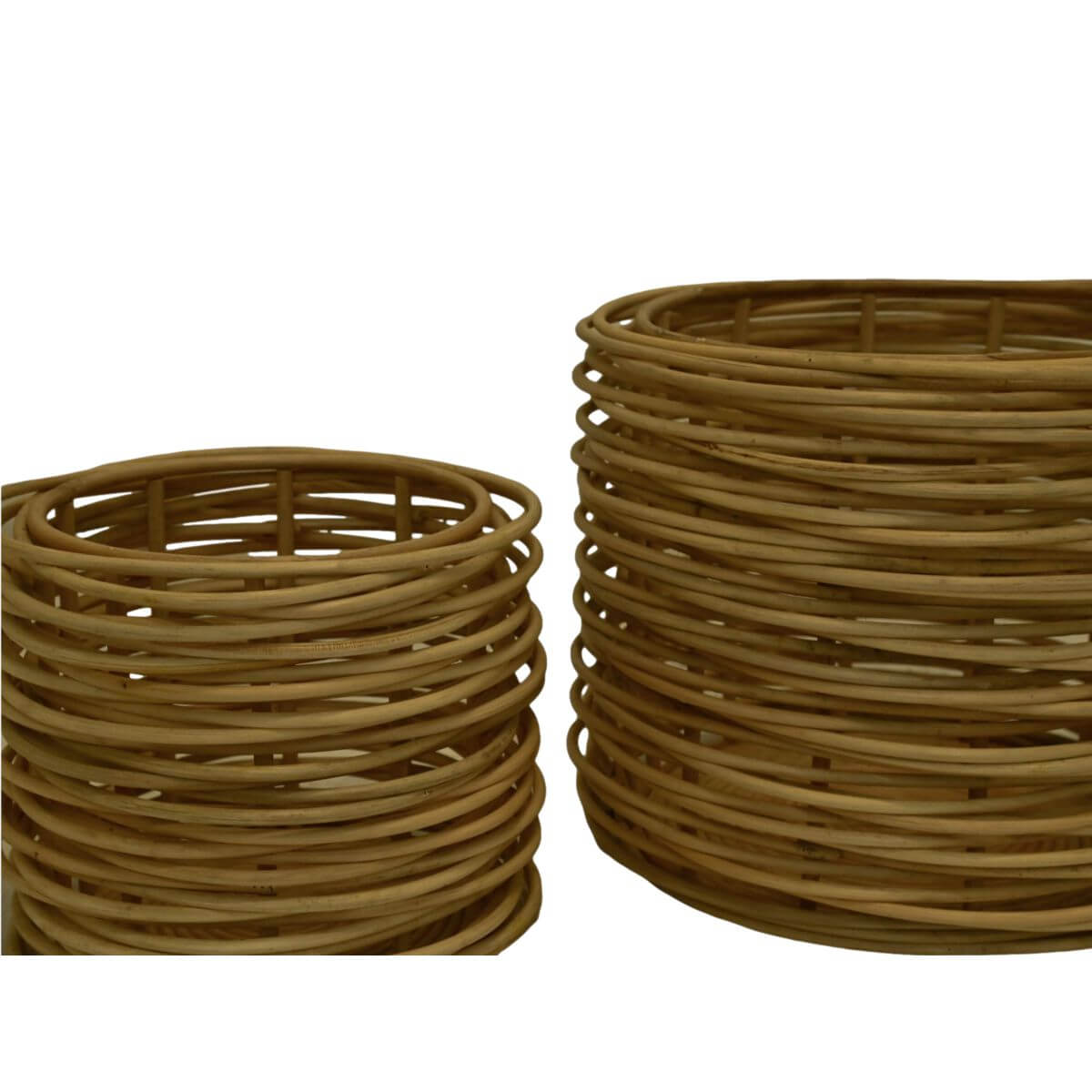 Rotan manden set van 2, natuurlijk design, perfect voor opslag of planten. Natuurlijke kleur, past in elke woonstijl, van HSM Collection.