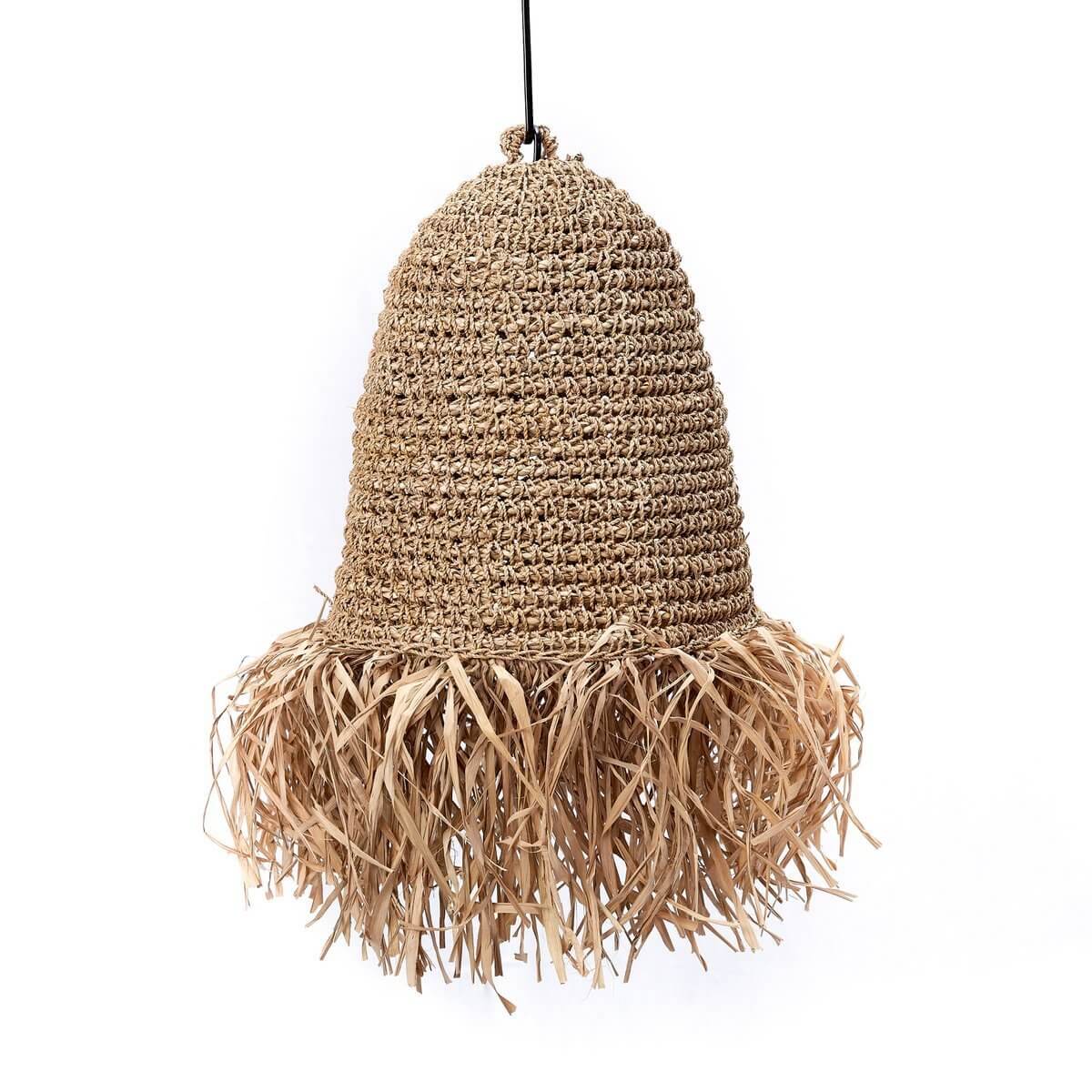 Raffialamp KALIMA - Handgemaakte geweven lampenkap van duurzame raffia en bananenvezels, perfect voor sfeervolle verlichting.