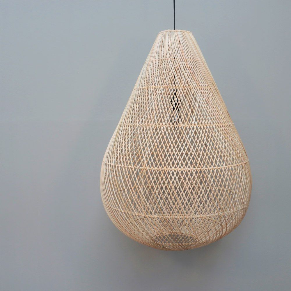 Rotan hanglamp druppelvormige naturel ♥ - Ik Hout ervan.