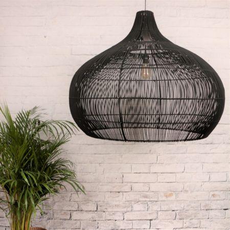 Rotan hanglamp zwart Max