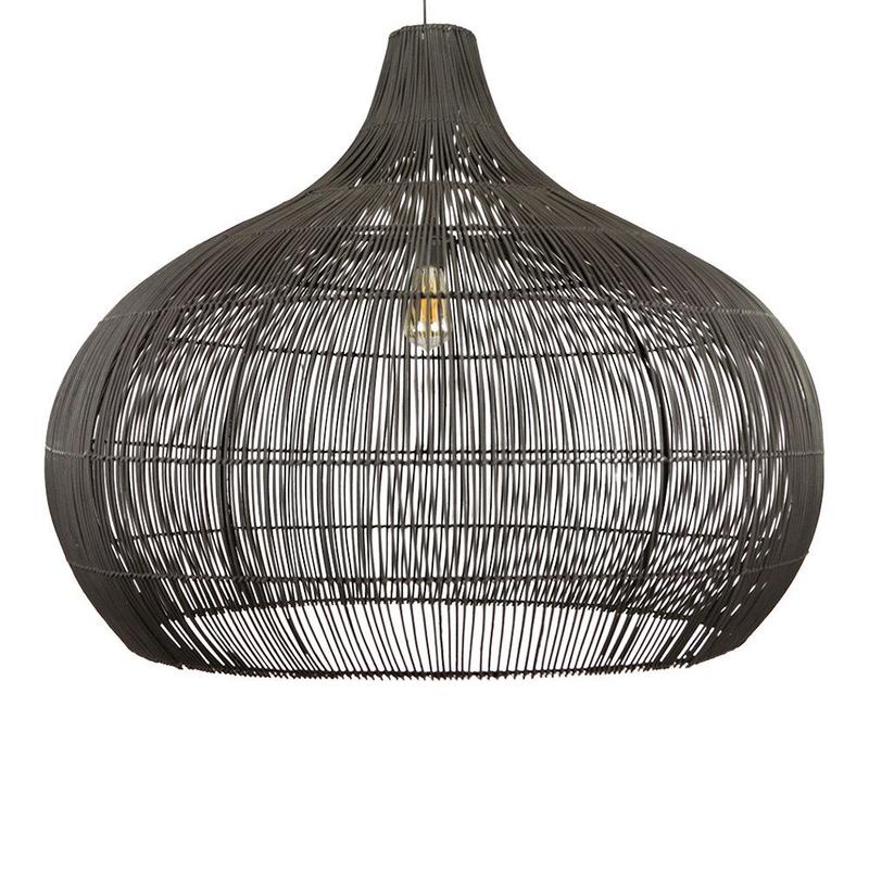 Rotan hanglamp zwart Max, bohemian stijl, handgemaakte decoratieve verlichting voor huisinterieur.