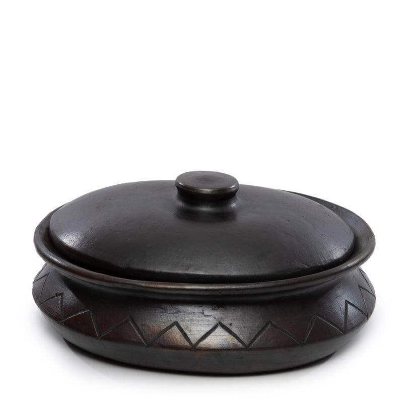 De Burned Ovale Pot Met Patroon - Zwart