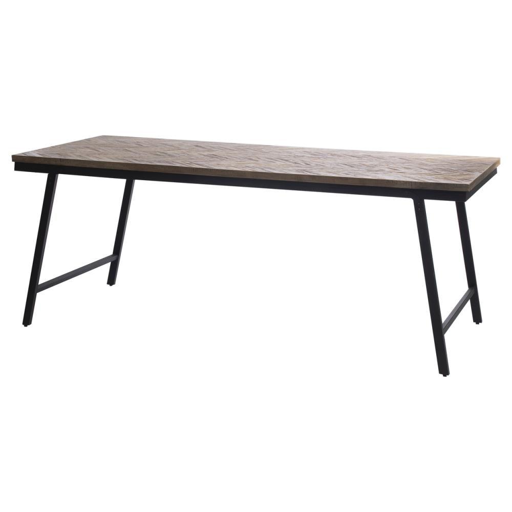 De Visgraat Console - Naturel Bazar Bizar Deze hoogwaardige console is gemaakt van teakhout (in een zeer elegant visgraatpatroon) en zwart ijzer. De tafel is inklapbaar en heeft de ideale hoogte om te dienen als uw familie-eettafel, zowel binnen als overd